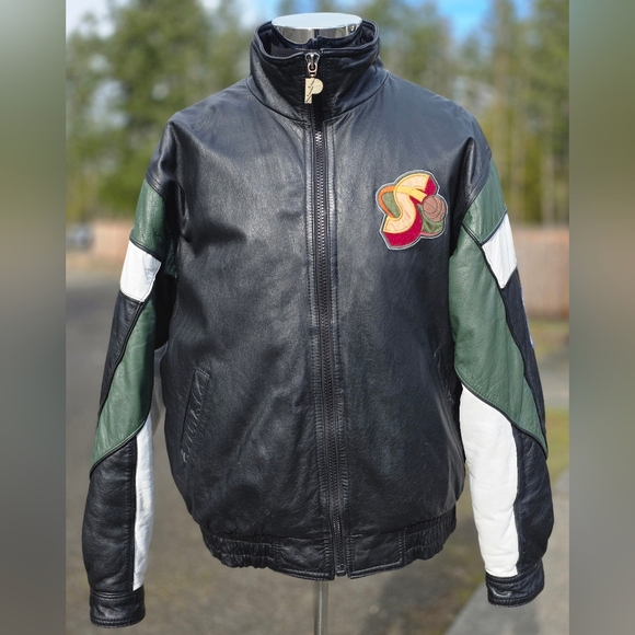 Vintage NBA Seattle SuperSonics Pro Player Leather Jacket 90s VINTAGE OG Mens M